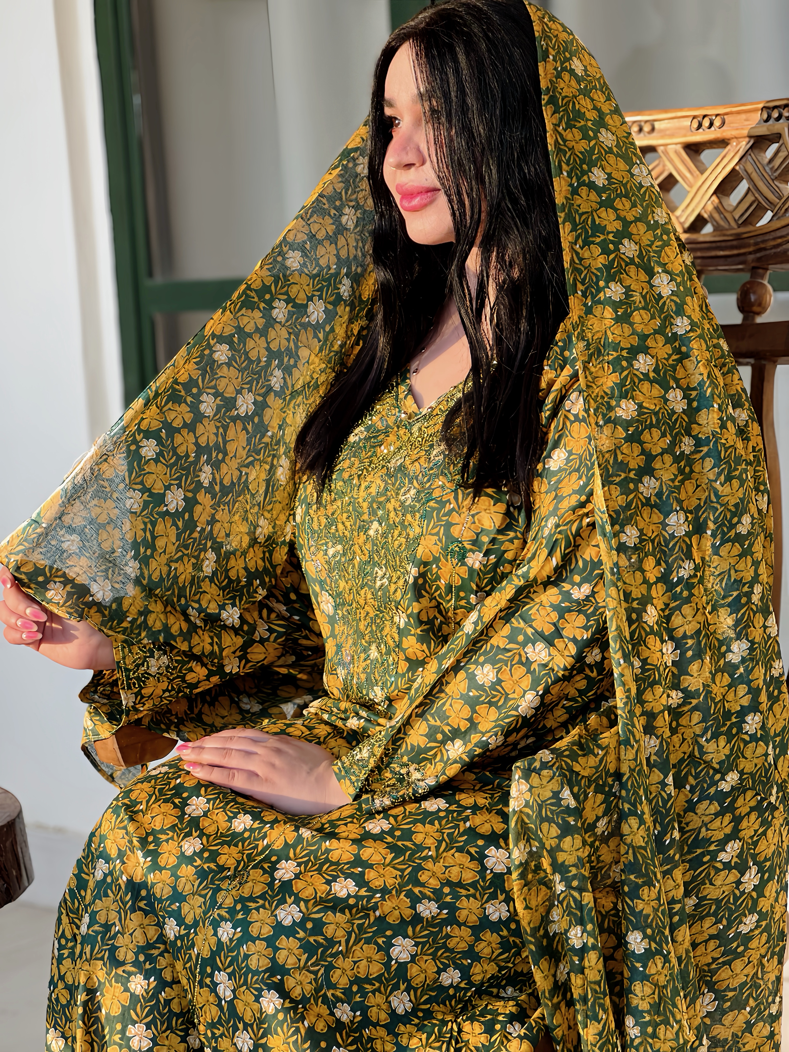 لباس زنانه،برند مسقط،استین بلند ،جنس کتان نخ